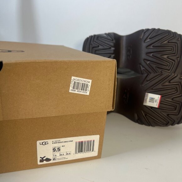 UGG New Heights Ankle Strap Sandals Black Suede Platform Sandals Size 9.5 - Picture 8 of 8